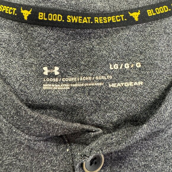 Under C Armour Mens Project Rock Henley Shirt Loose Fit HeatGear Gray Size Large - Picture 5 of 10